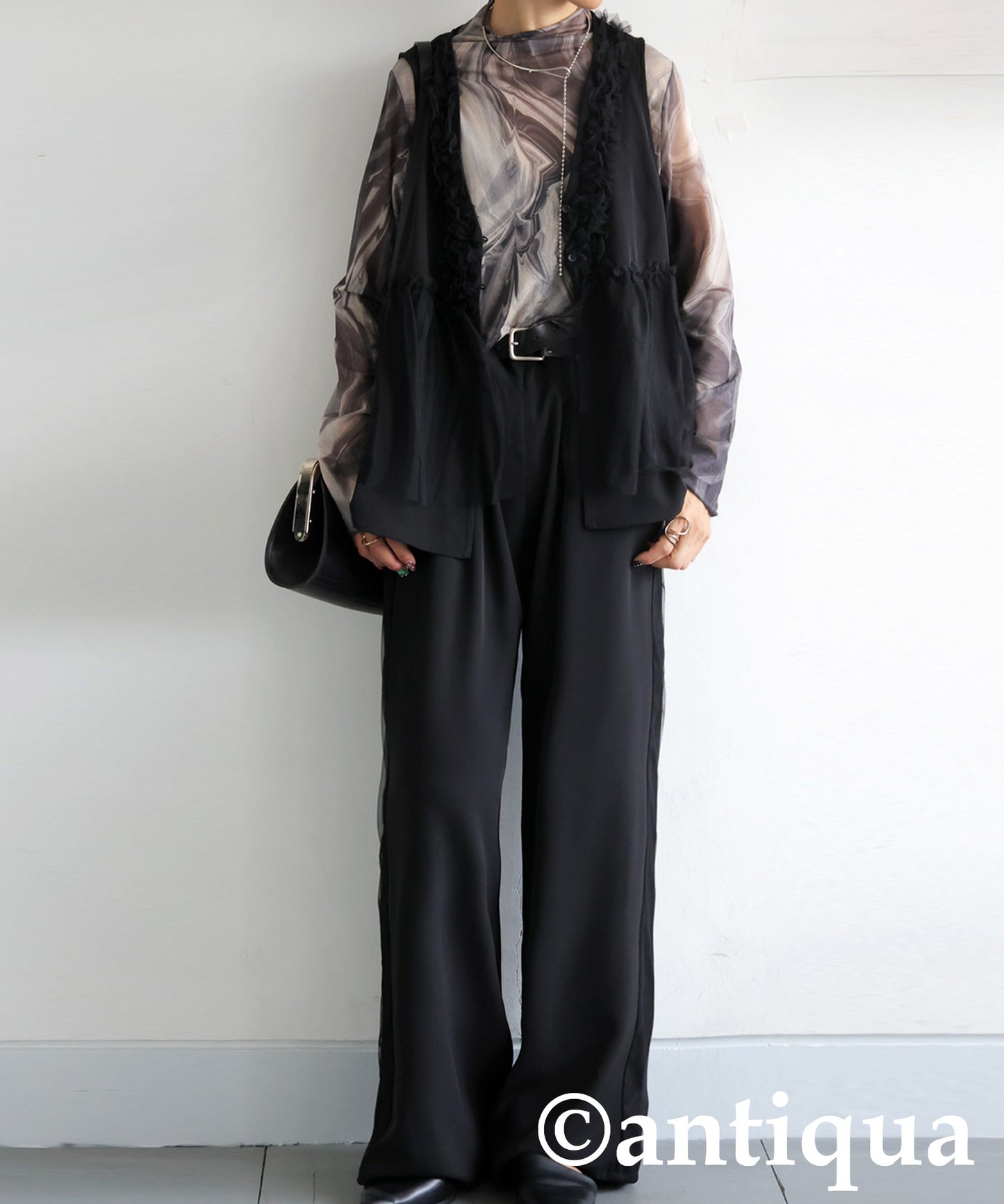 Side Tulle Switching Pants Ladies