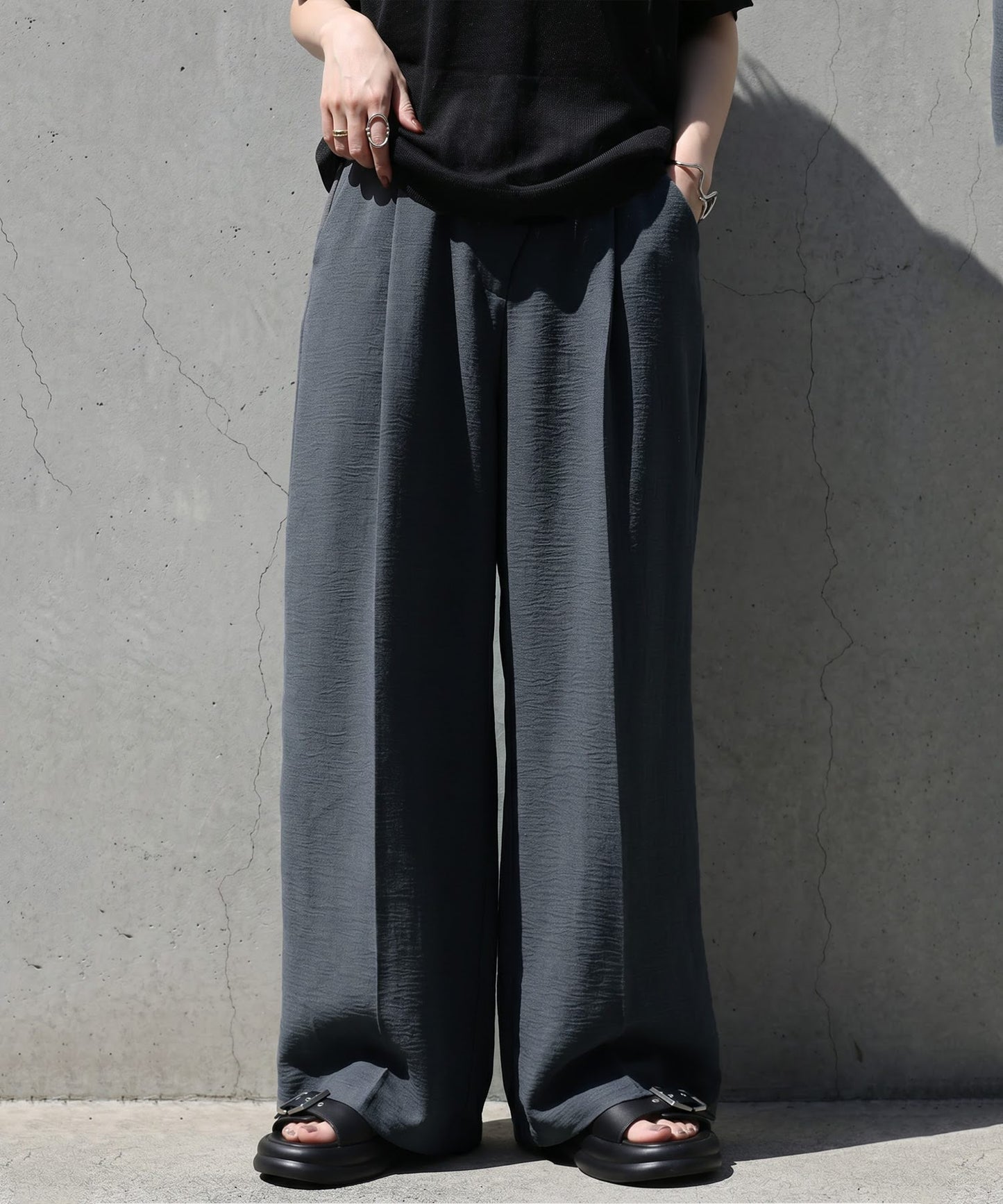 Linen-Like Wide-Leg Pants Ladies