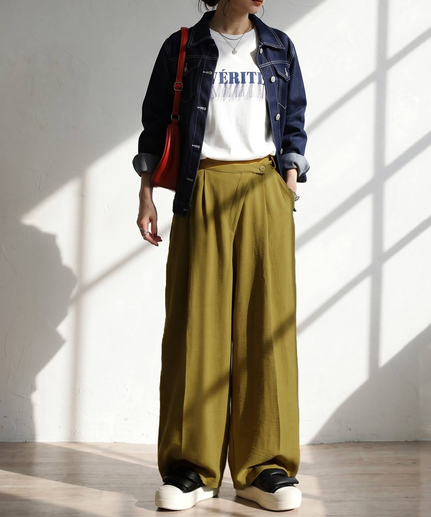 Linen-Like Wide-Leg Pants Ladies