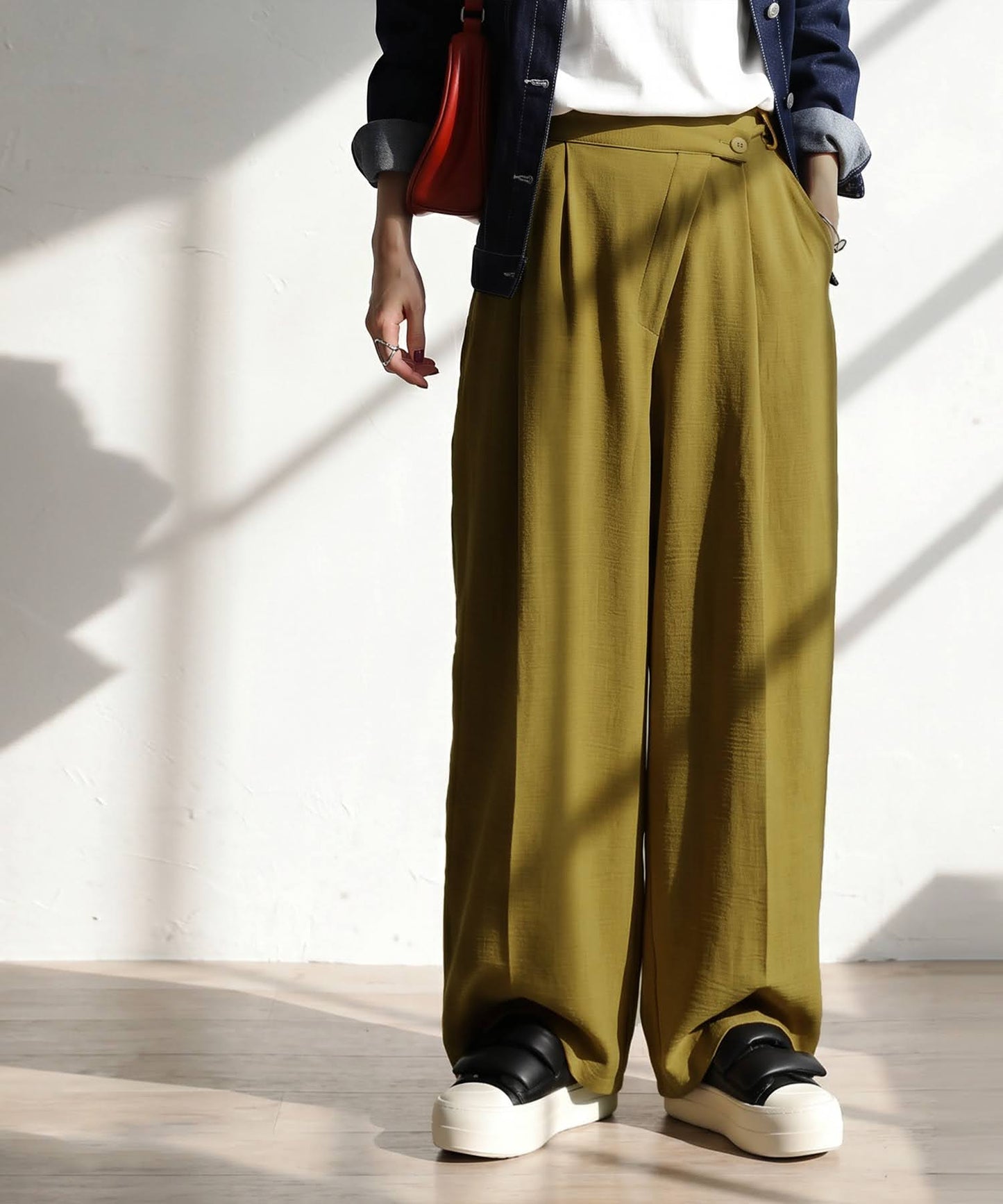 Linen-Like Wide-Leg Pants Ladies