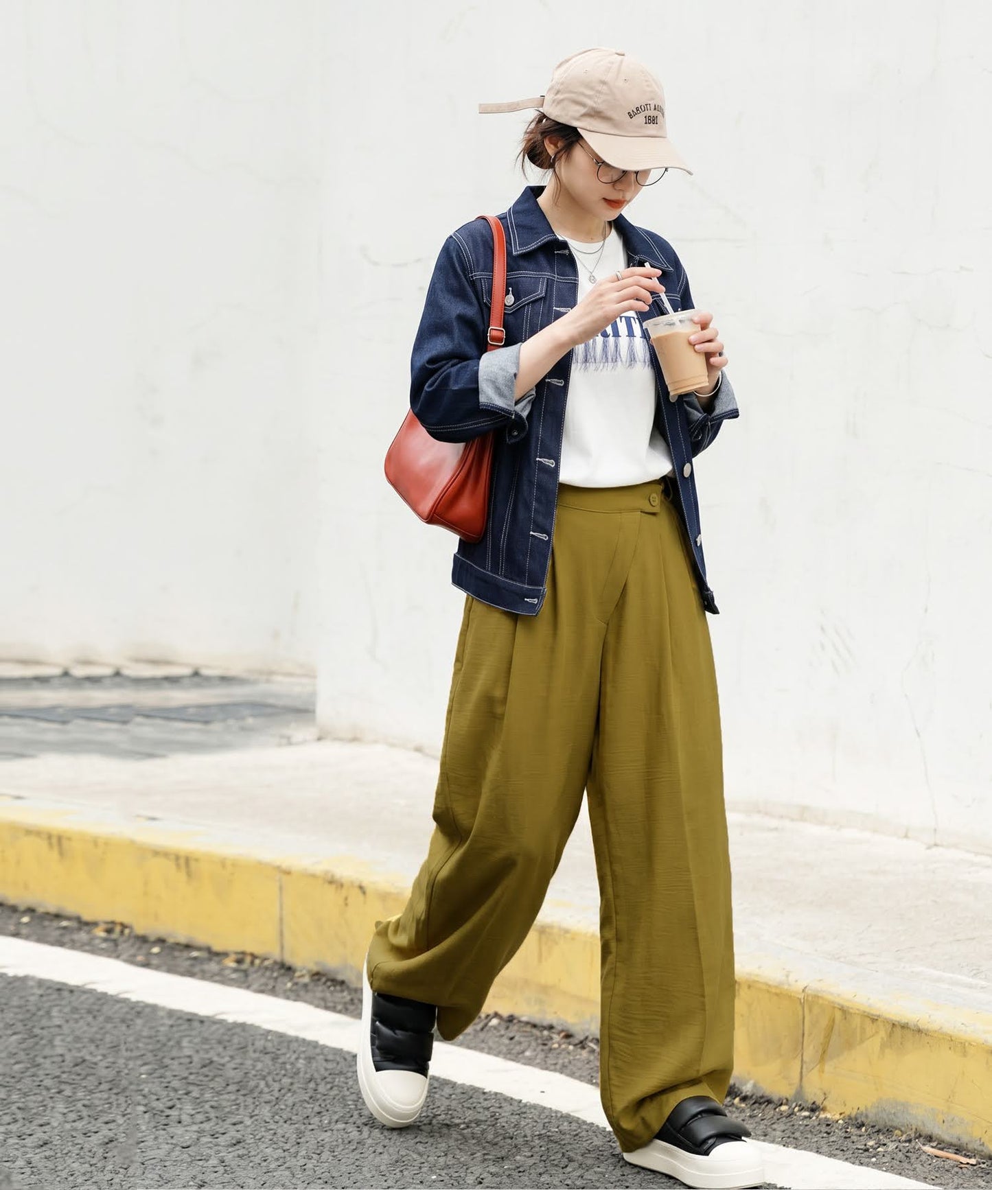Linen-Like Wide-Leg Pants Ladies