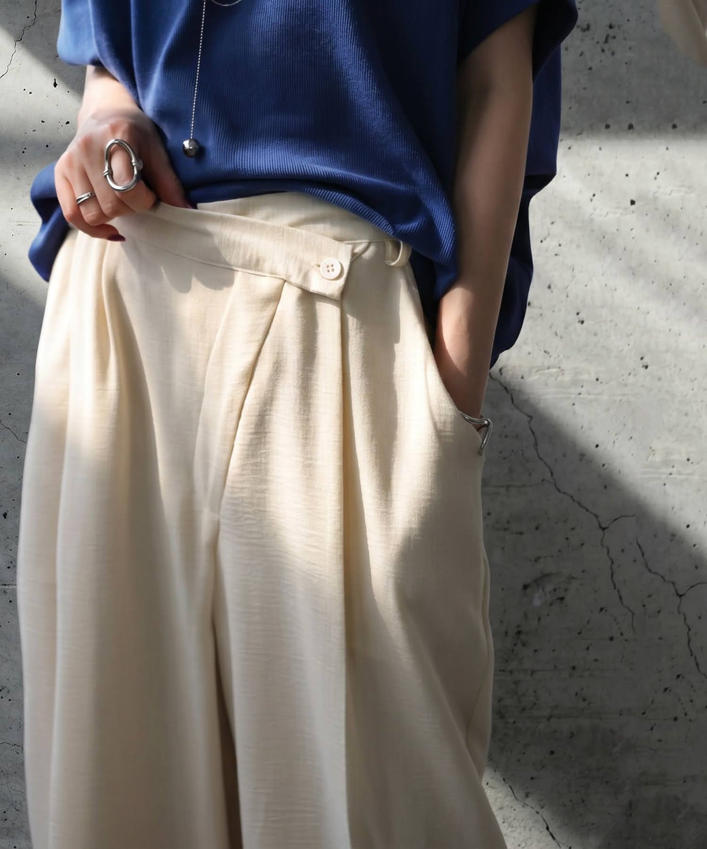 Linen-Like Wide-Leg Pants Ladies