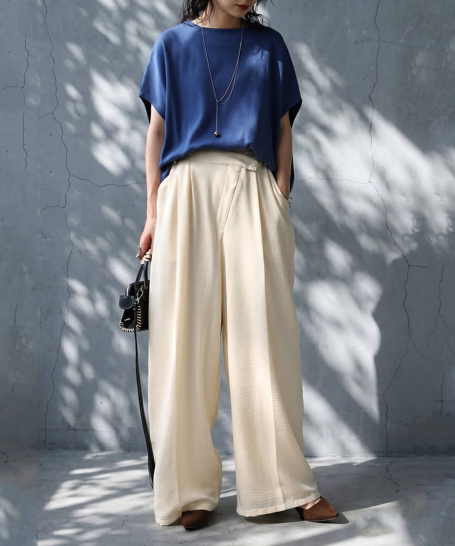Linen-Like Wide-Leg Pants Ladies