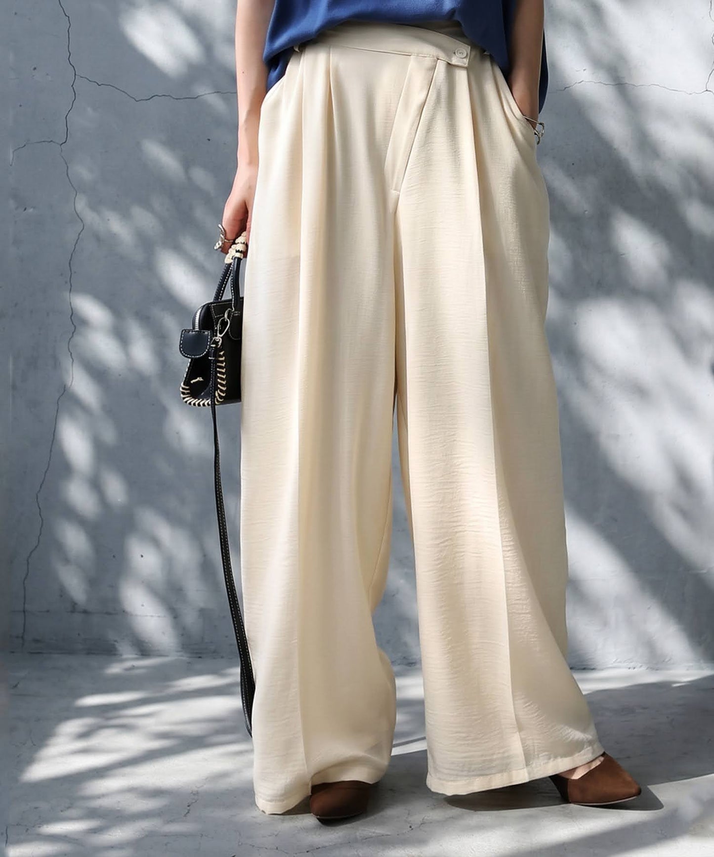 Linen-Like Wide-Leg Pants Ladies