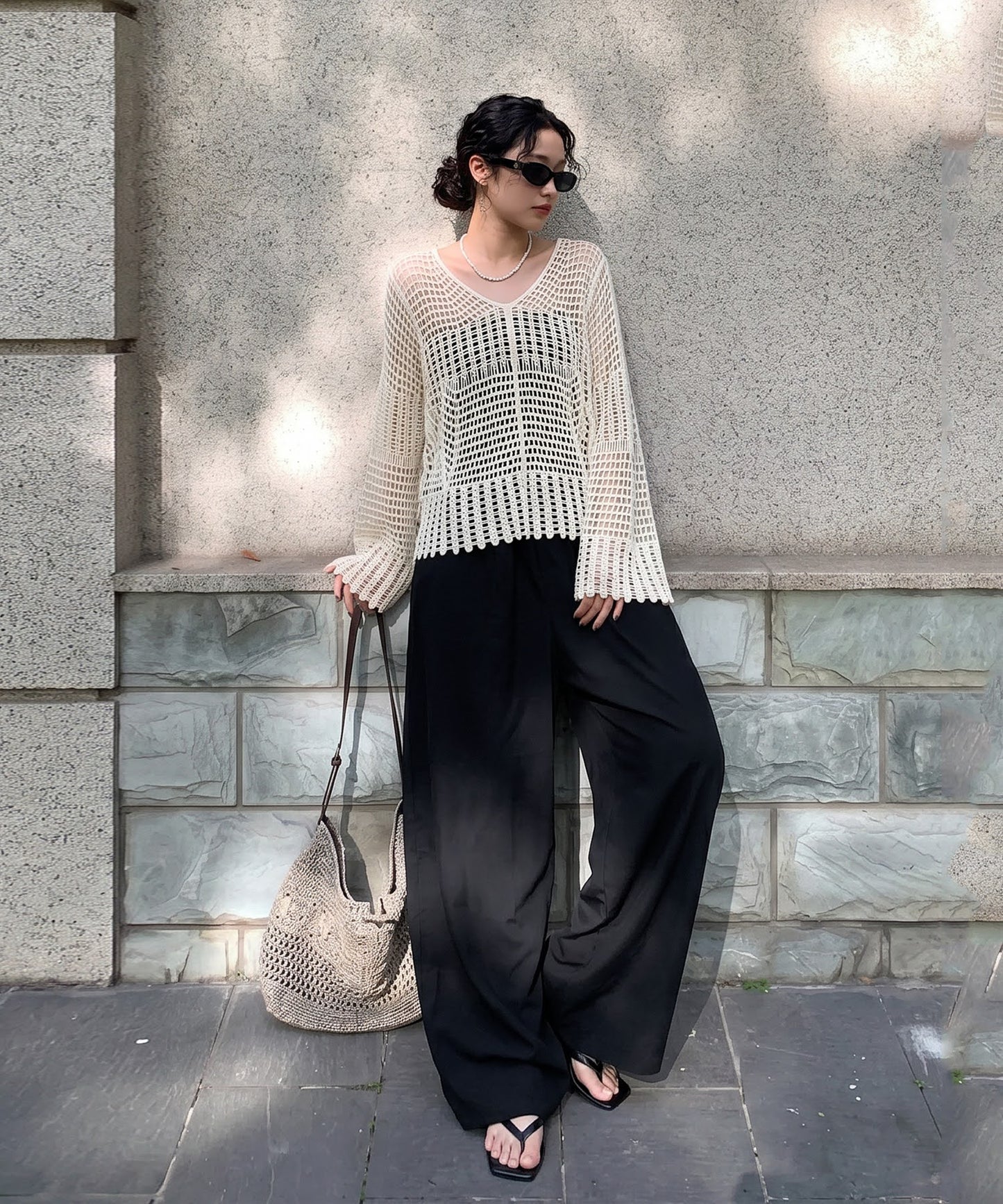 Linen-Like Wide-Leg Pants Ladies