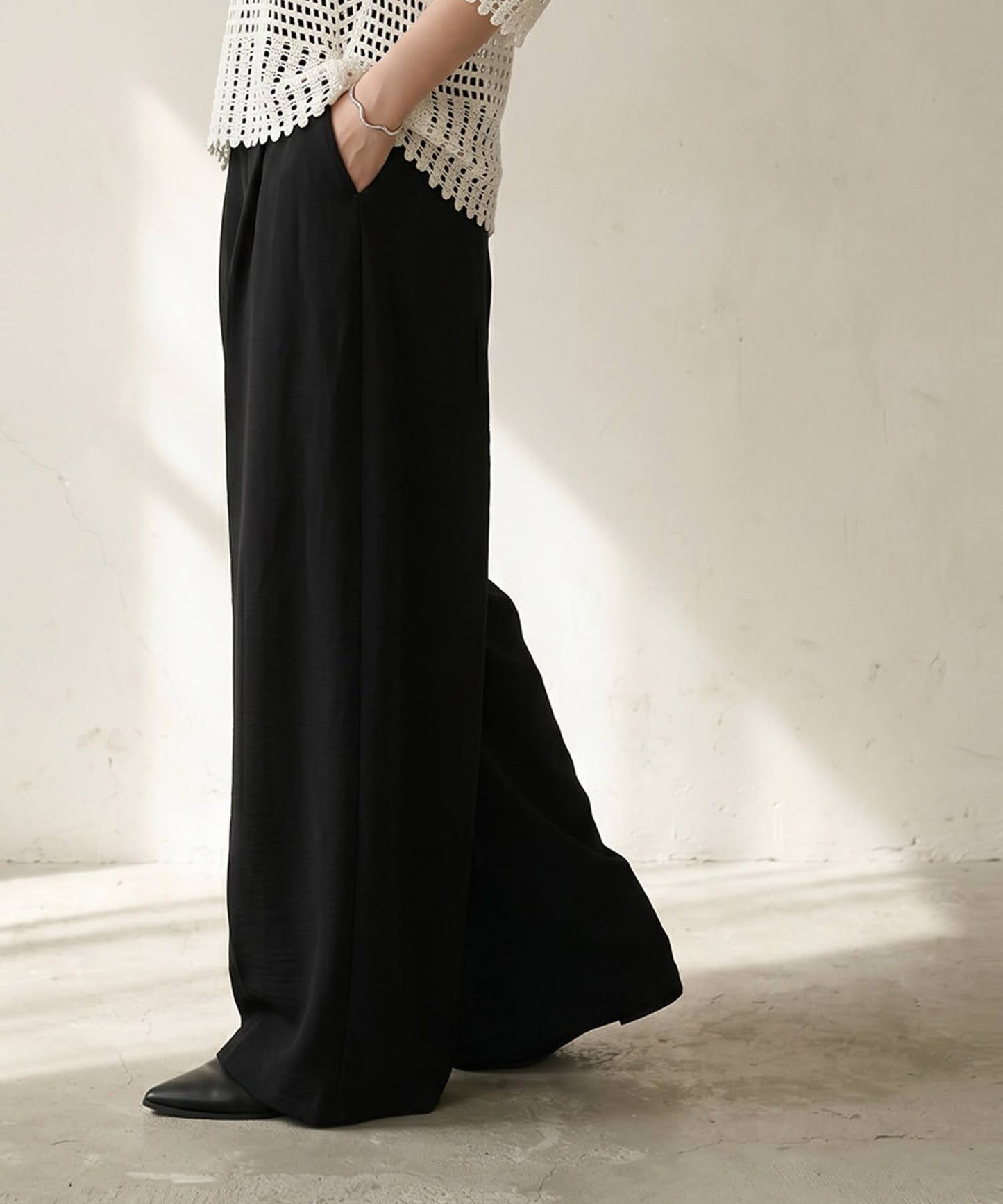 Linen-Like Wide-Leg Pants Ladies