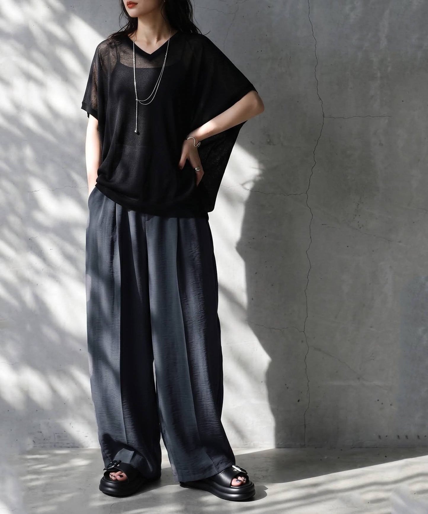 Linen-Like Wide-Leg Pants Ladies