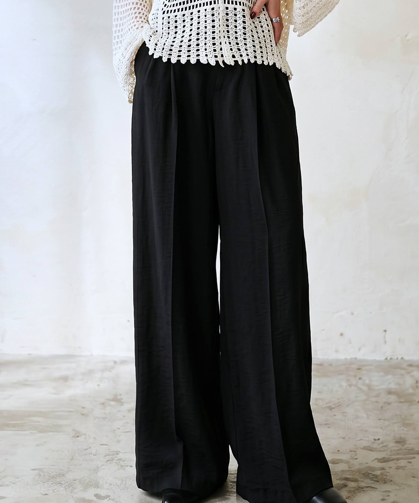 Linen-Like Wide-Leg Pants Ladies