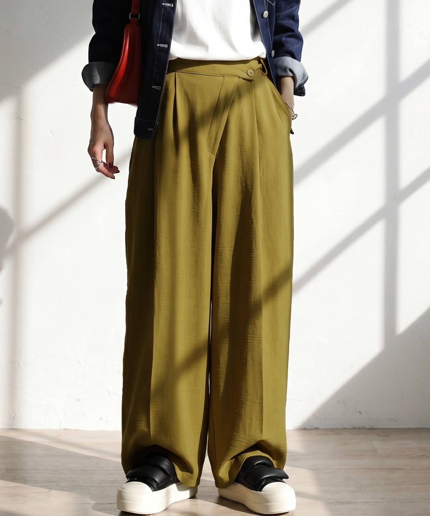 Linen-Like Wide-Leg Pants Ladies