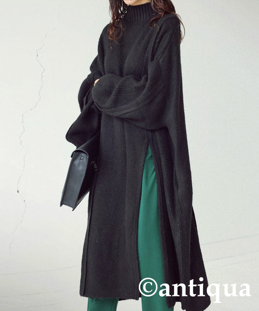 Ladies knitted casual seam detail long dress