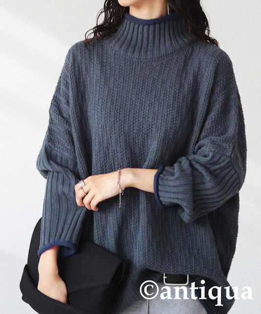 Ladies rahben knitting high-neck collar sweater