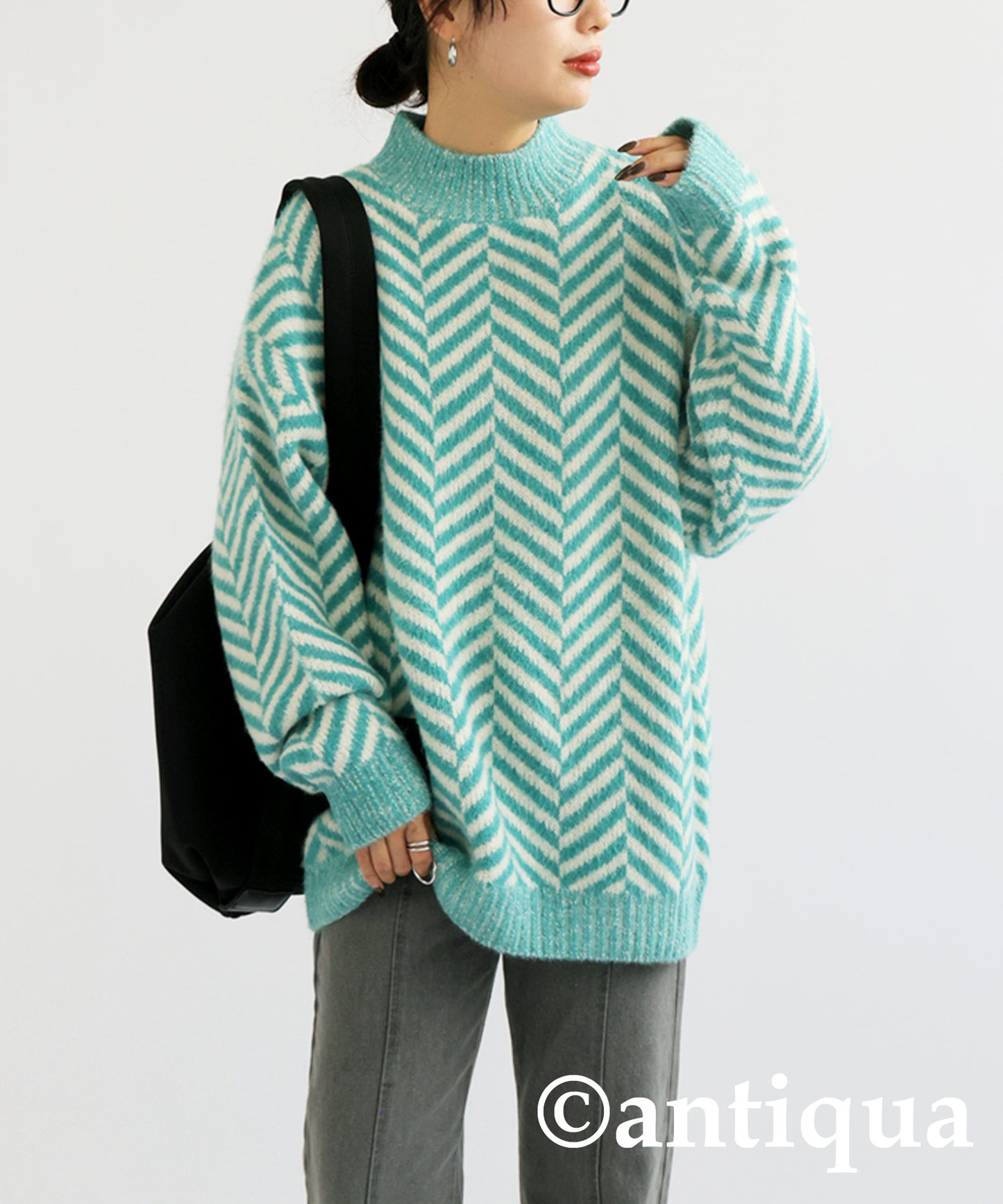 Herringbone pattern knit Ladies