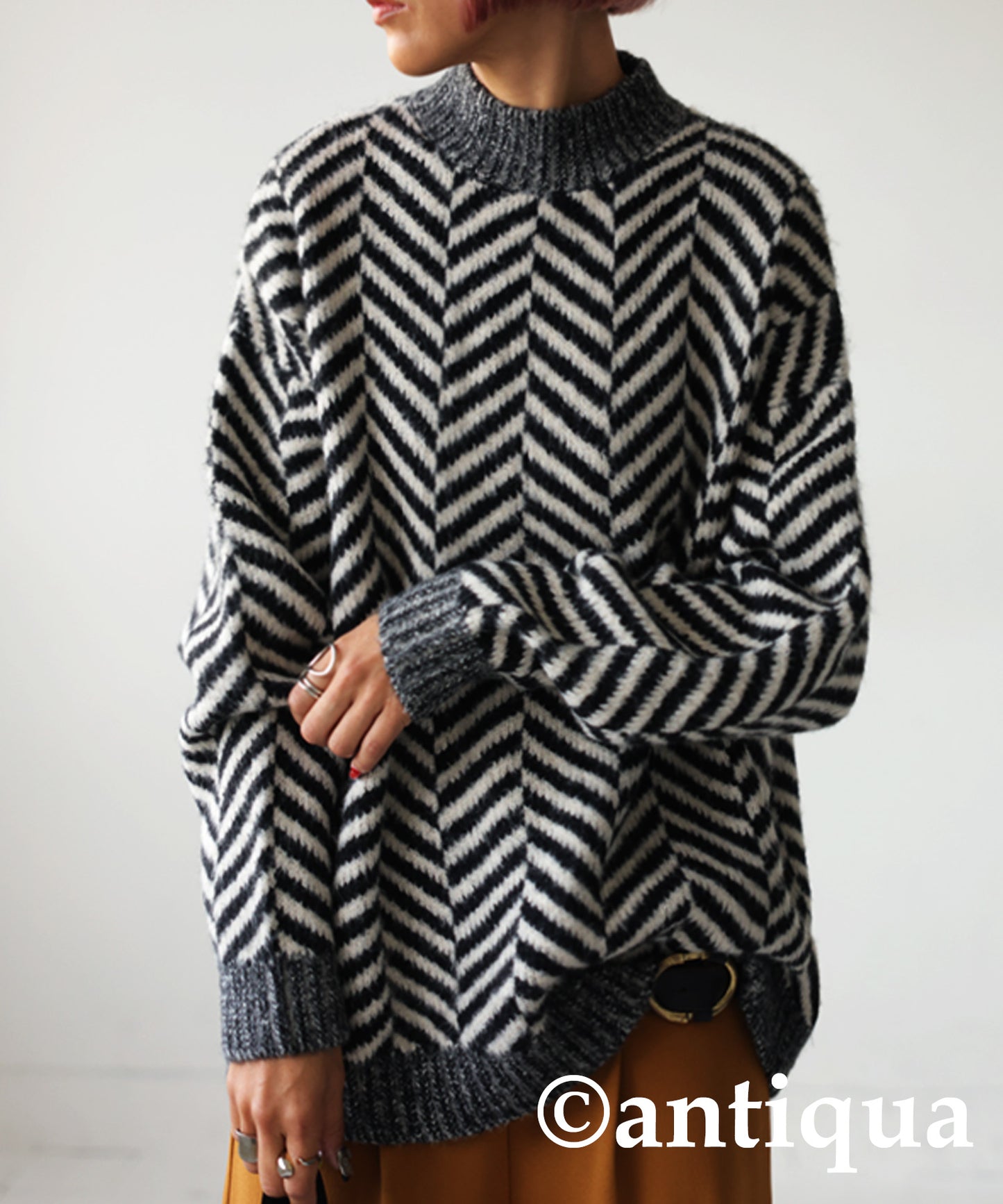 Herringbone pattern knit Ladies