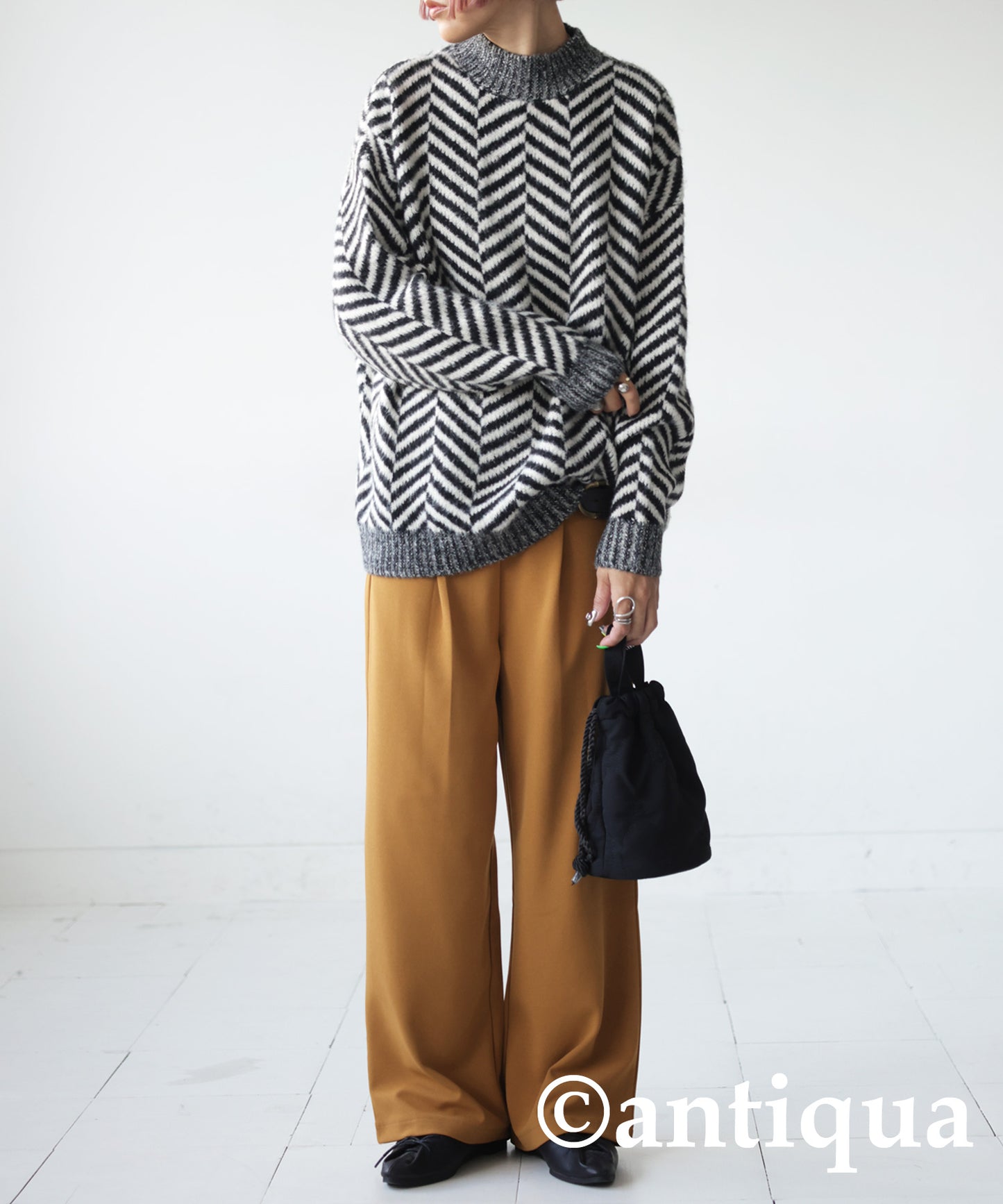 Herringbone pattern knit Ladies