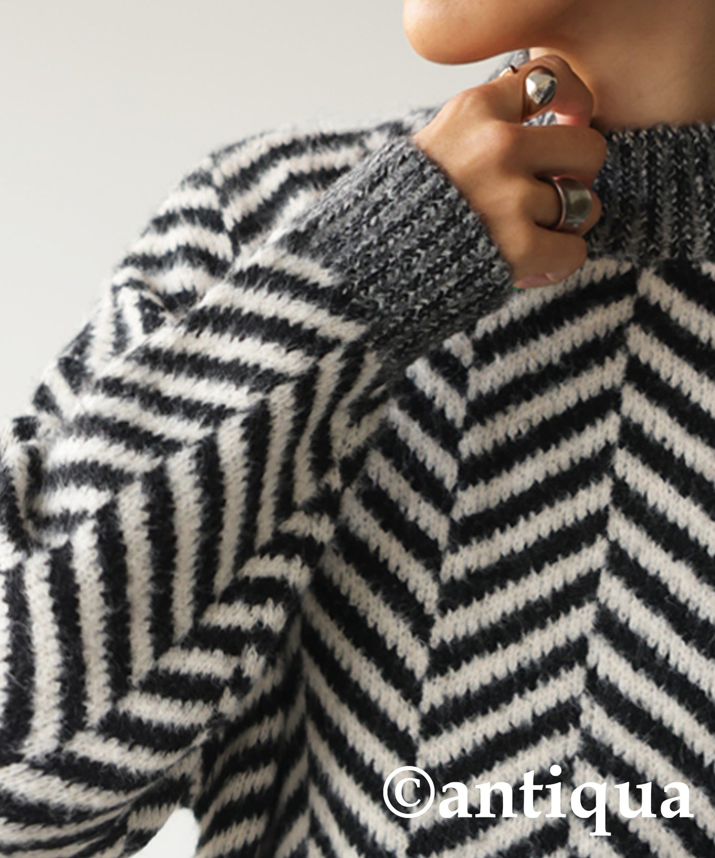 Herringbone pattern knit Ladies