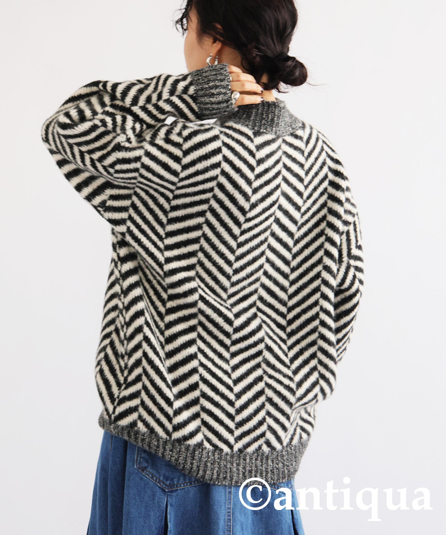 Herringbone pattern knit Ladies