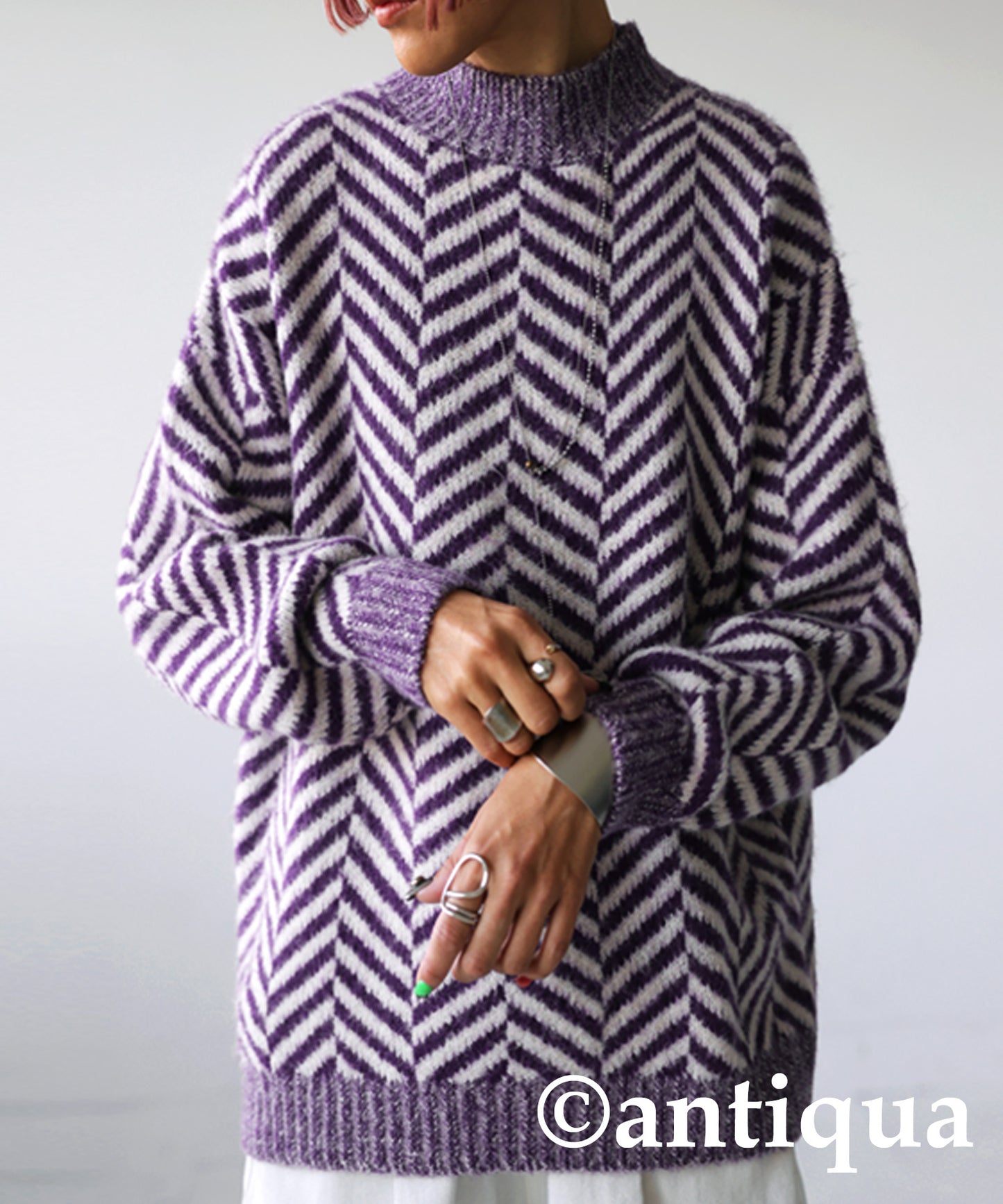 Herringbone pattern knit Ladies