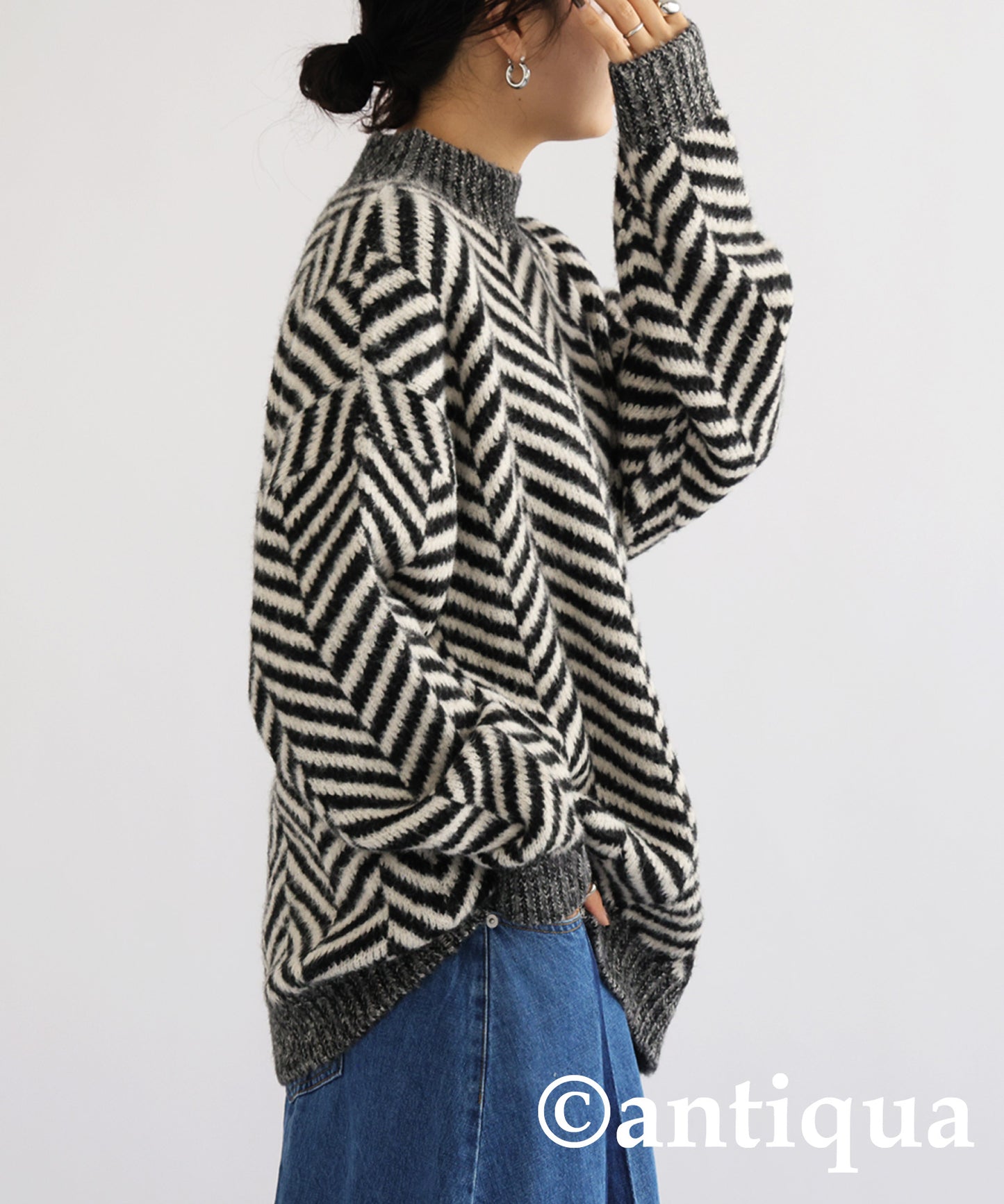 Herringbone pattern knit Ladies