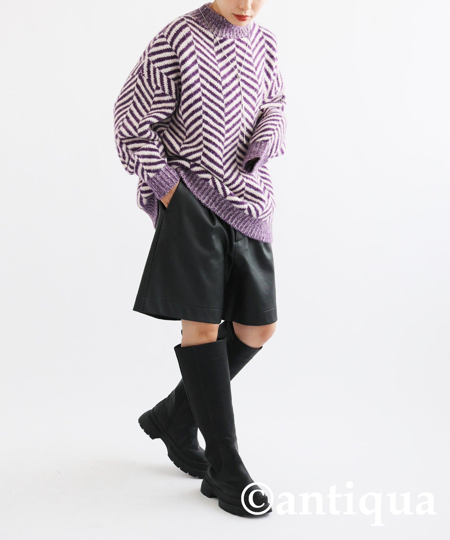 Herringbone pattern knit Ladies