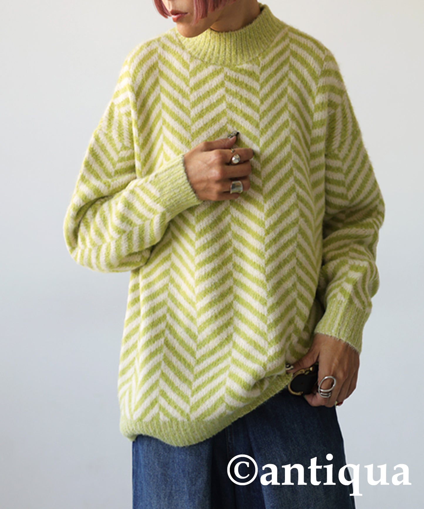 Herringbone pattern knit Ladies