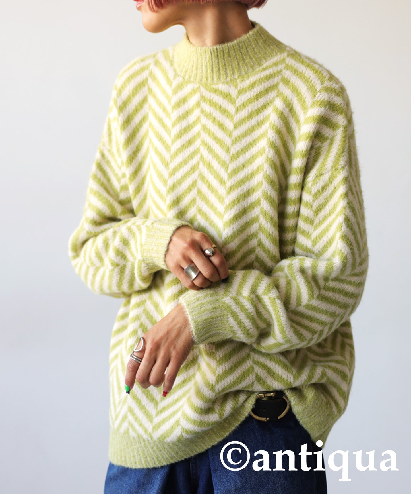 Herringbone pattern knit Ladies