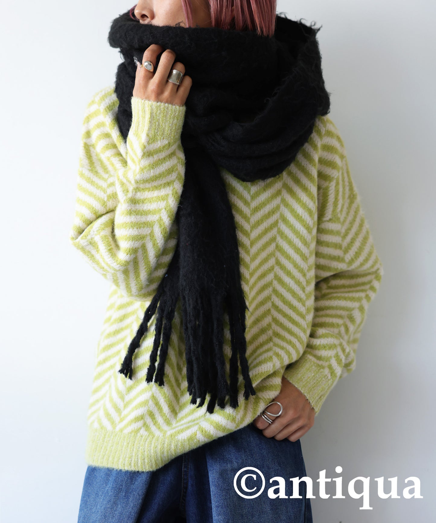 Herringbone pattern knit Ladies