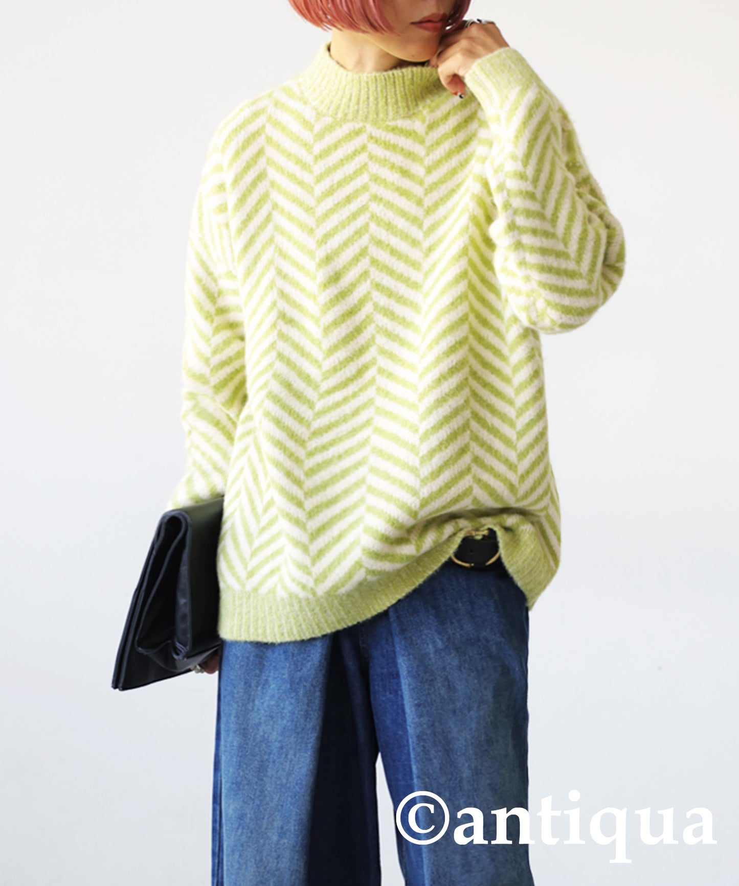 Herringbone pattern knit Ladies