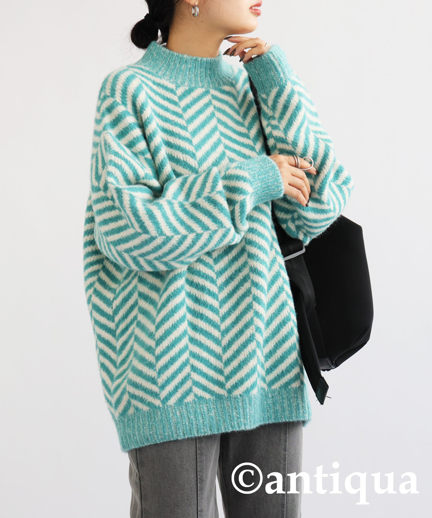 Herringbone pattern knit Ladies