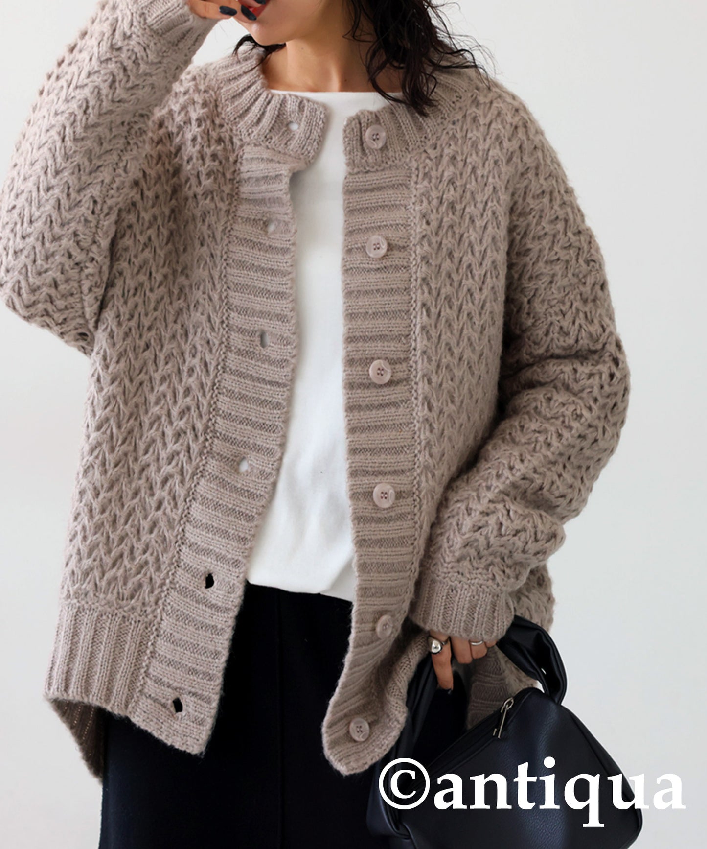 Roughly Braided Knit Cardigan Ladies