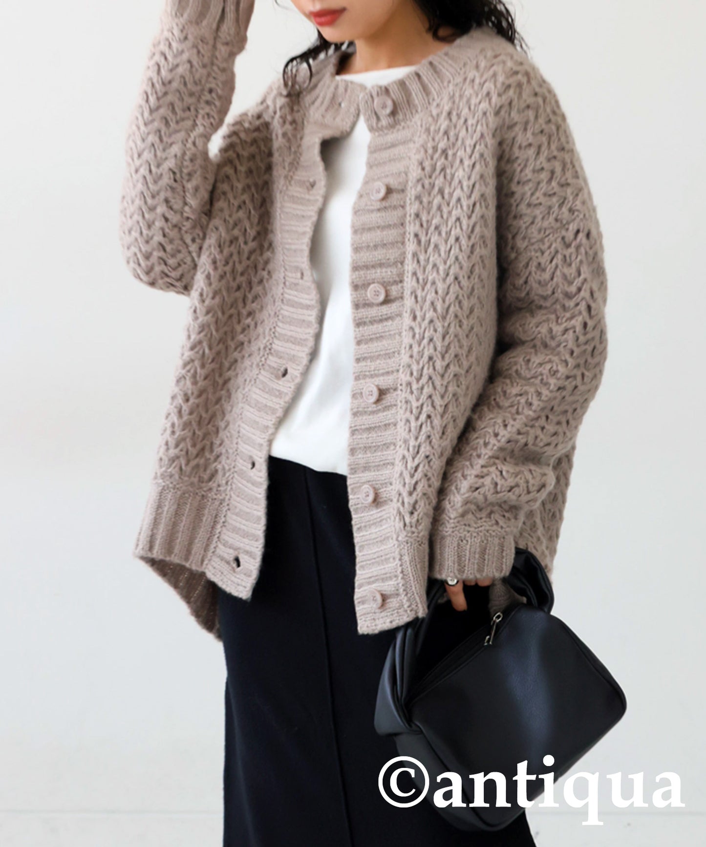 Roughly Braided Knit Cardigan Ladies