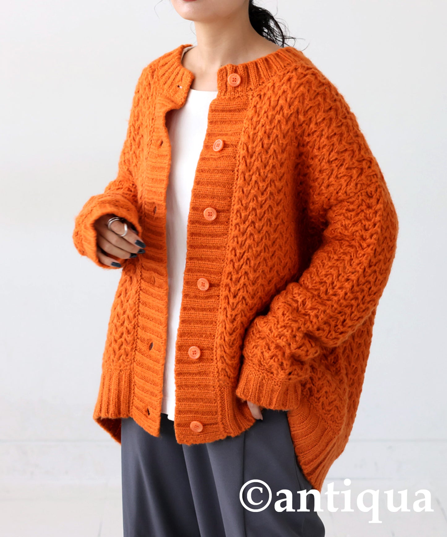 Roughly Braided Knit Cardigan Ladies