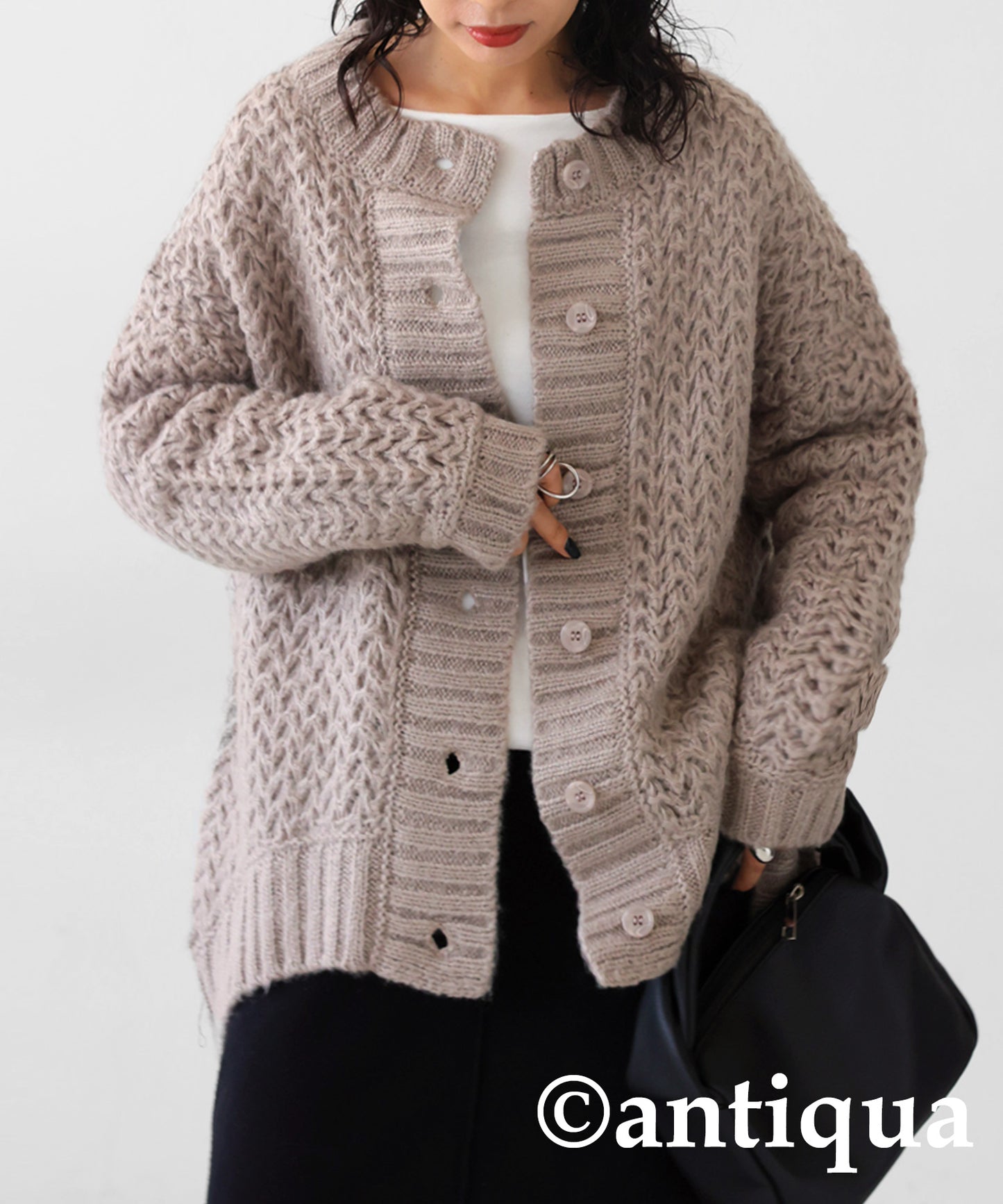 Roughly Braided Knit Cardigan Ladies