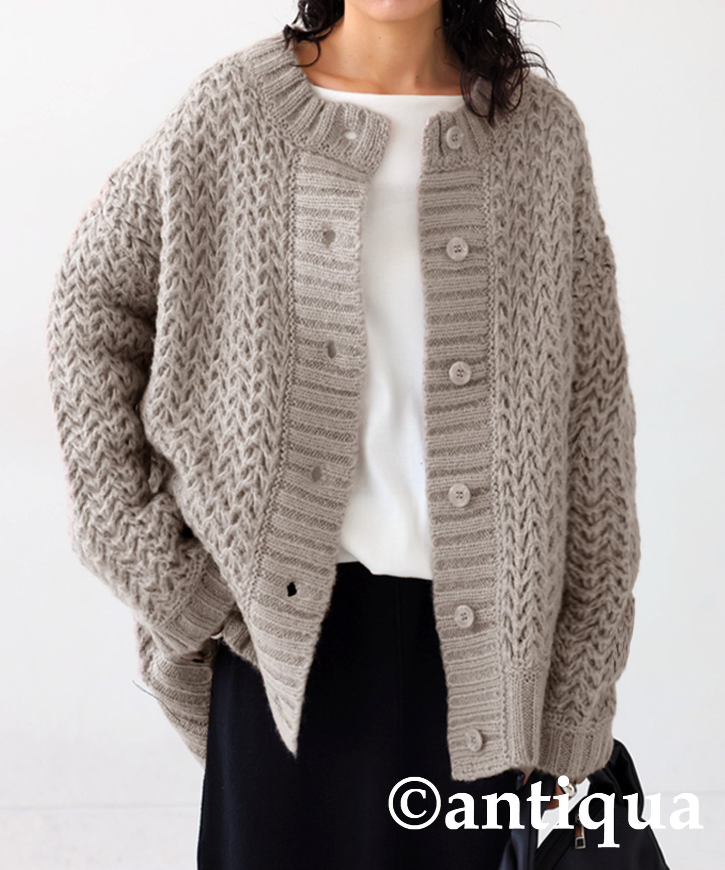 Roughly Braided Knit Cardigan Ladies