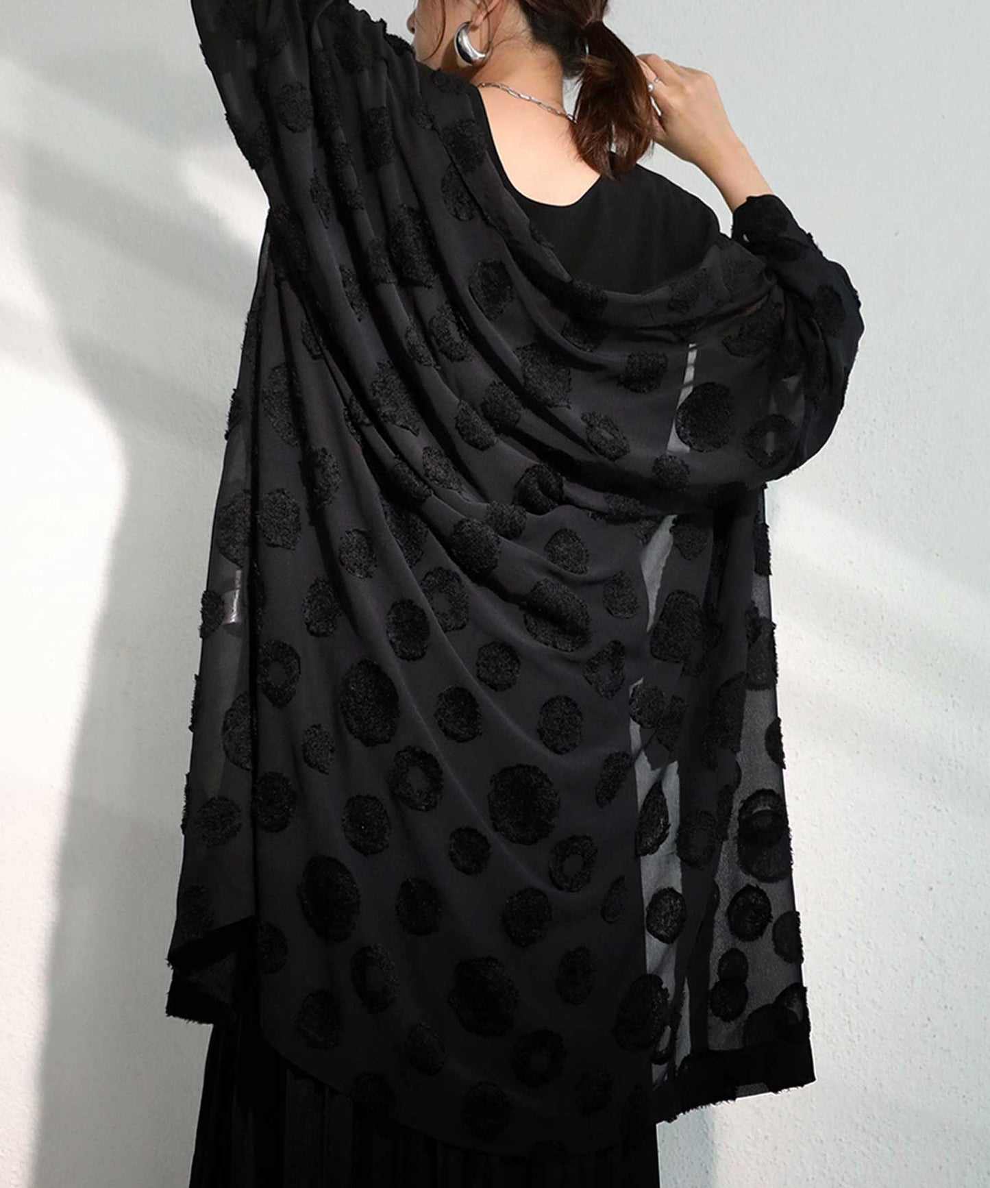 Dot pattern sheer jacket Ladies Long cardigan