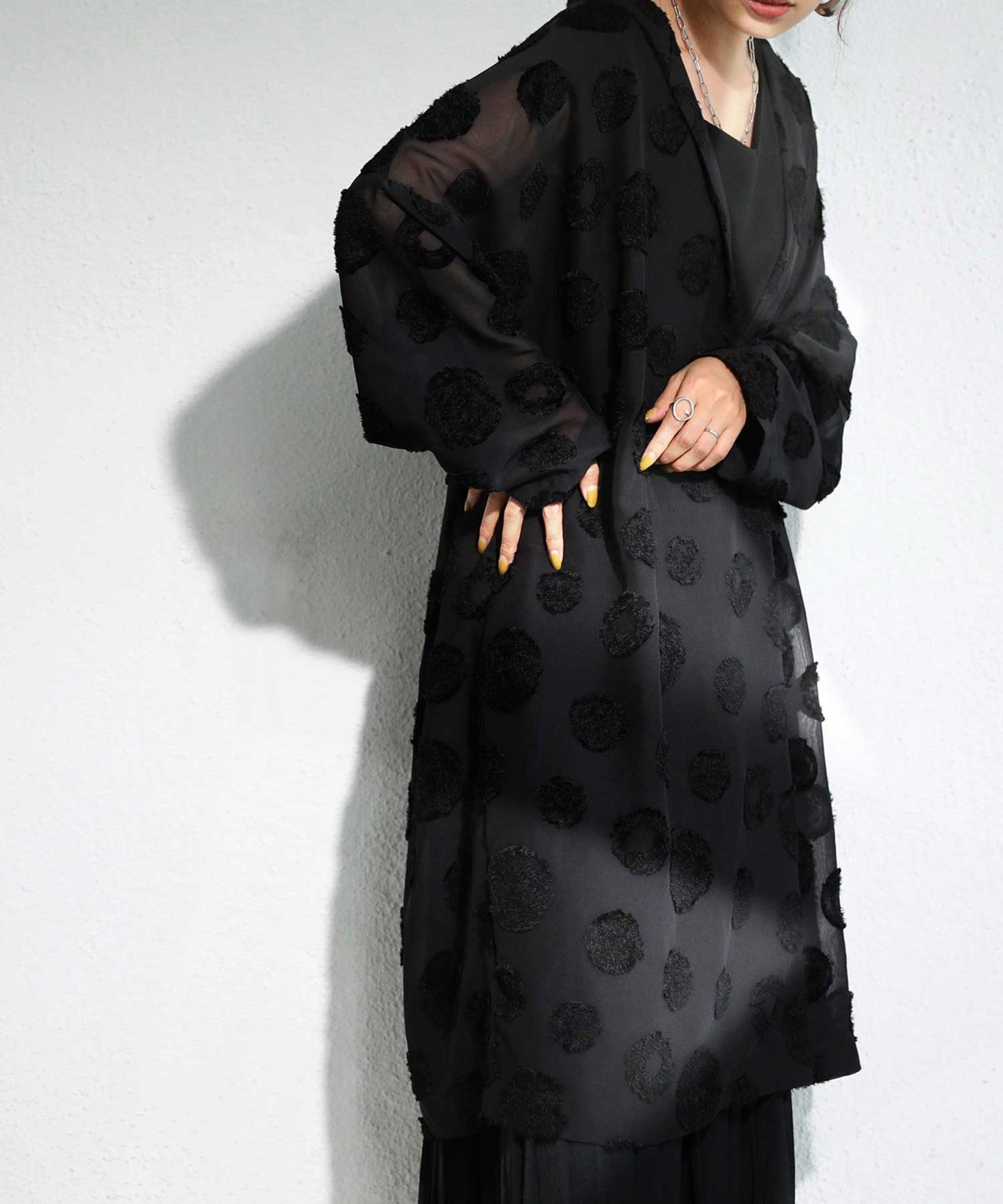 Dot pattern sheer jacket Ladies Long cardigan