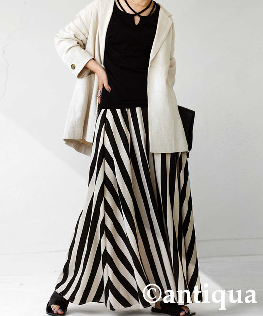 Striped pattern flare skirt Ladies