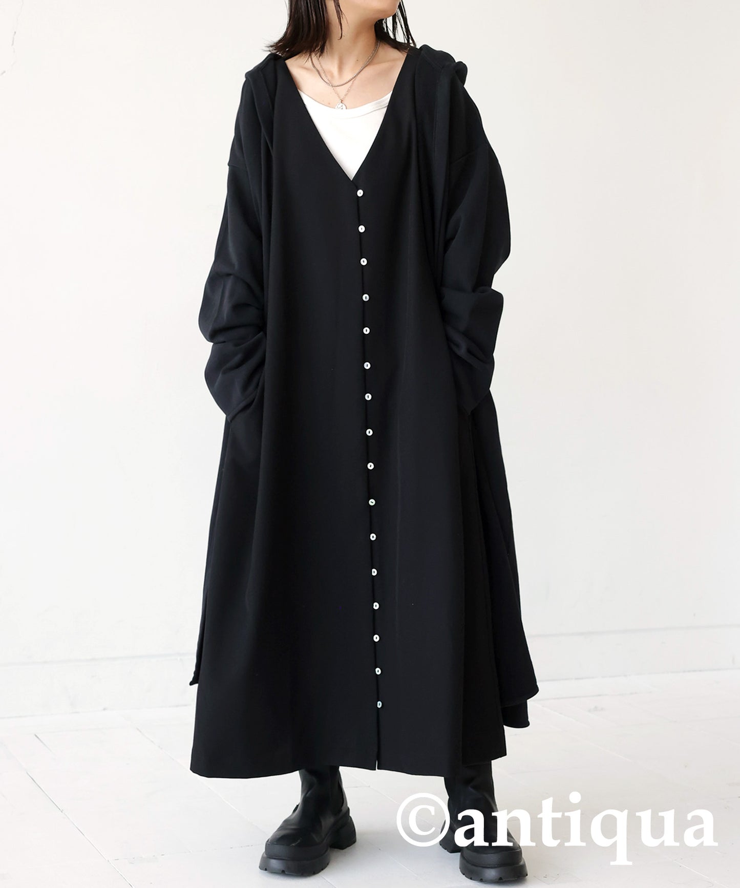 Shell button Ladies Long Casual dress