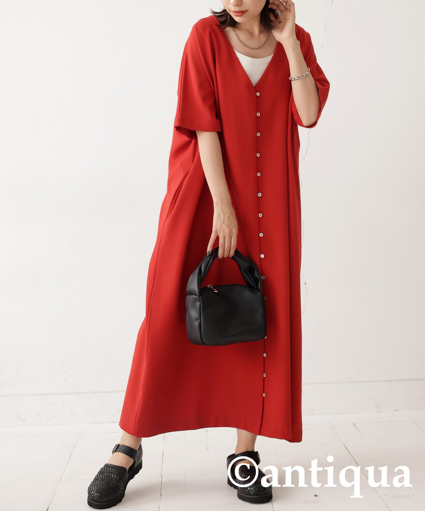 Shell button Ladies Long Casual dress