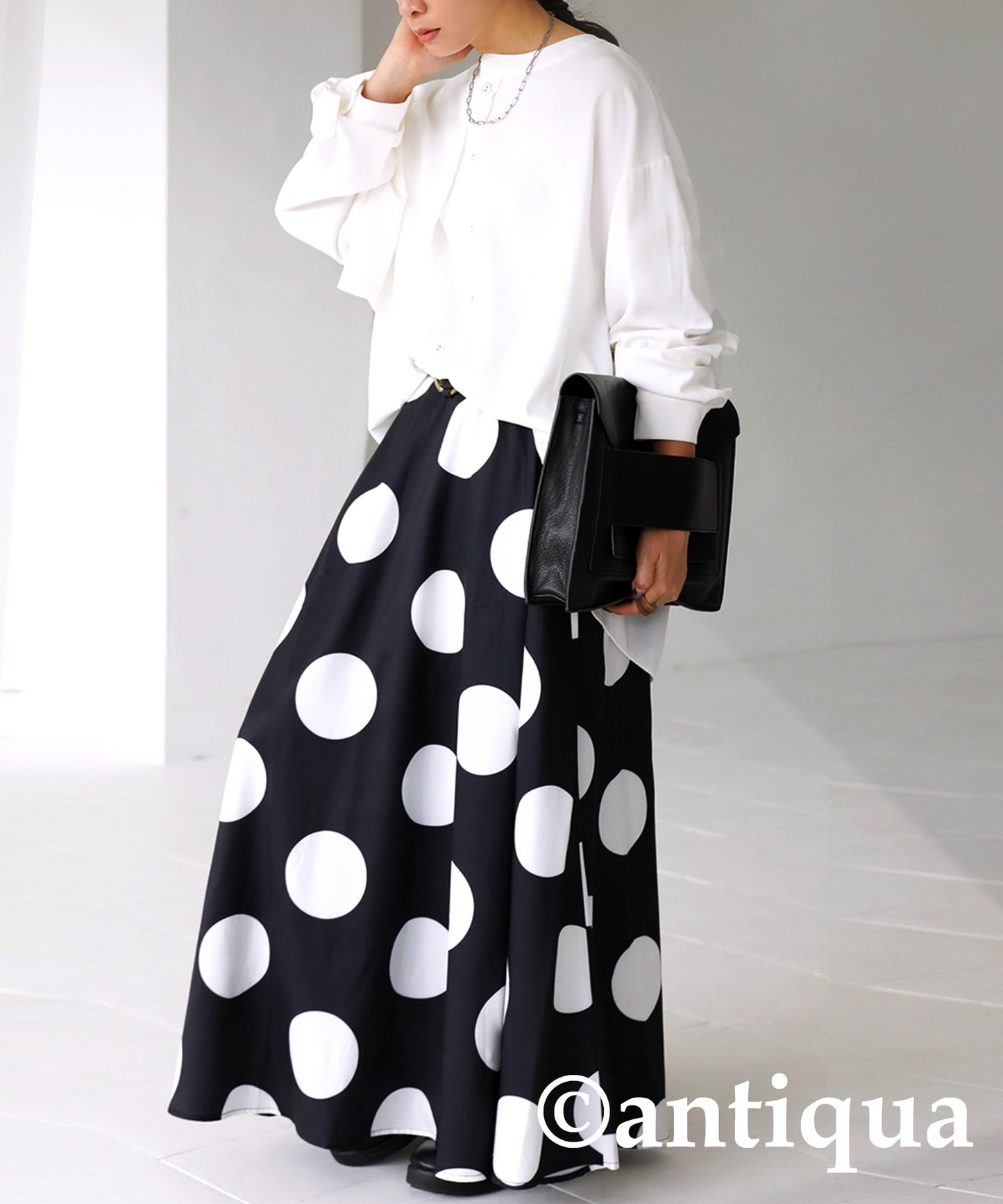 Dot pattern flare skirt Ladies