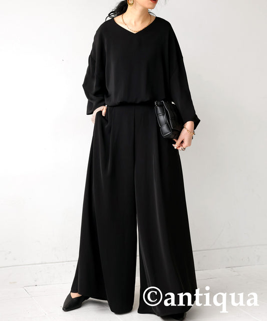 Ladies jumpsuit wide pants 8/10 length sleeve