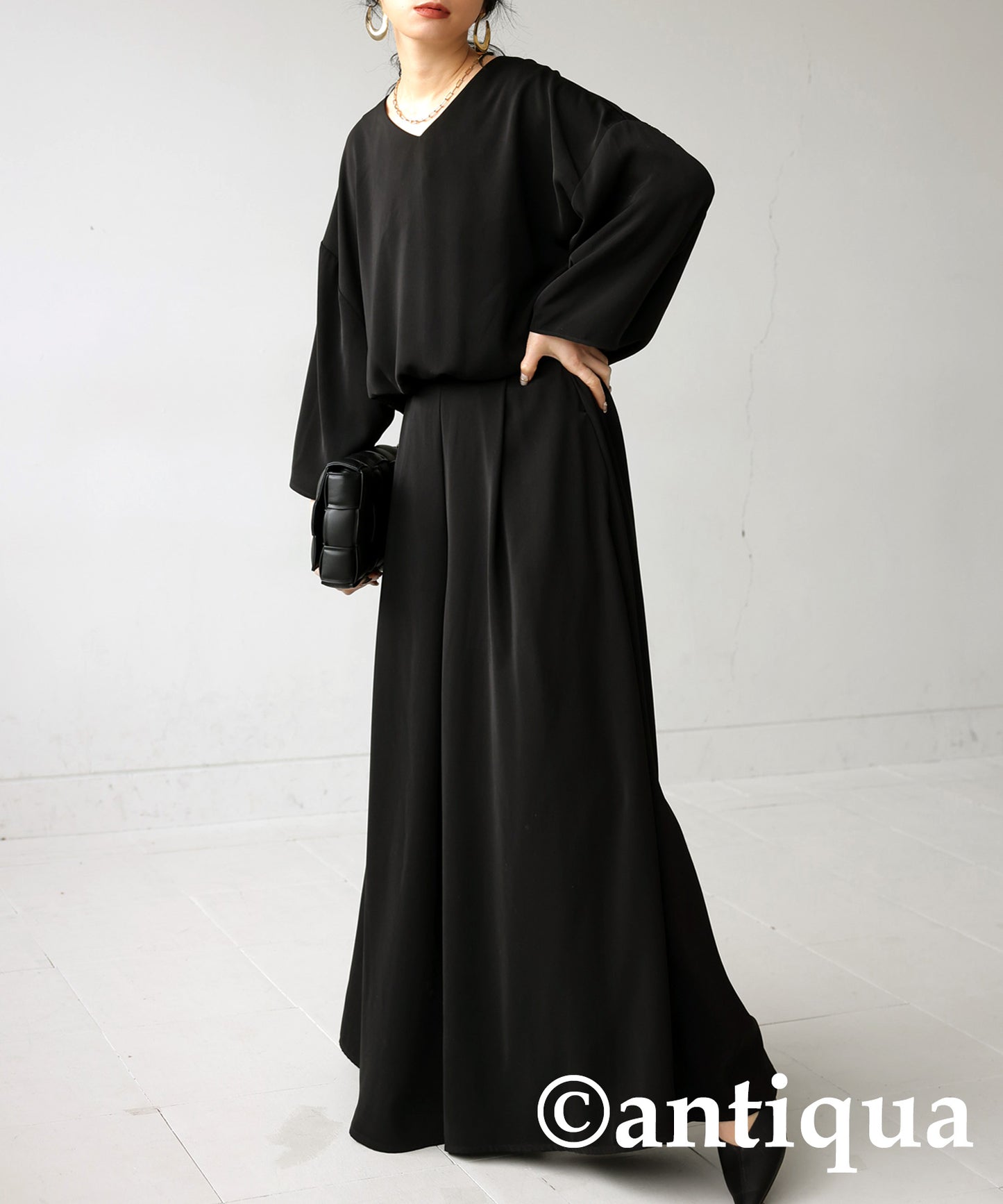 Ladies jumpsuit wide pants 8/10 length sleeve