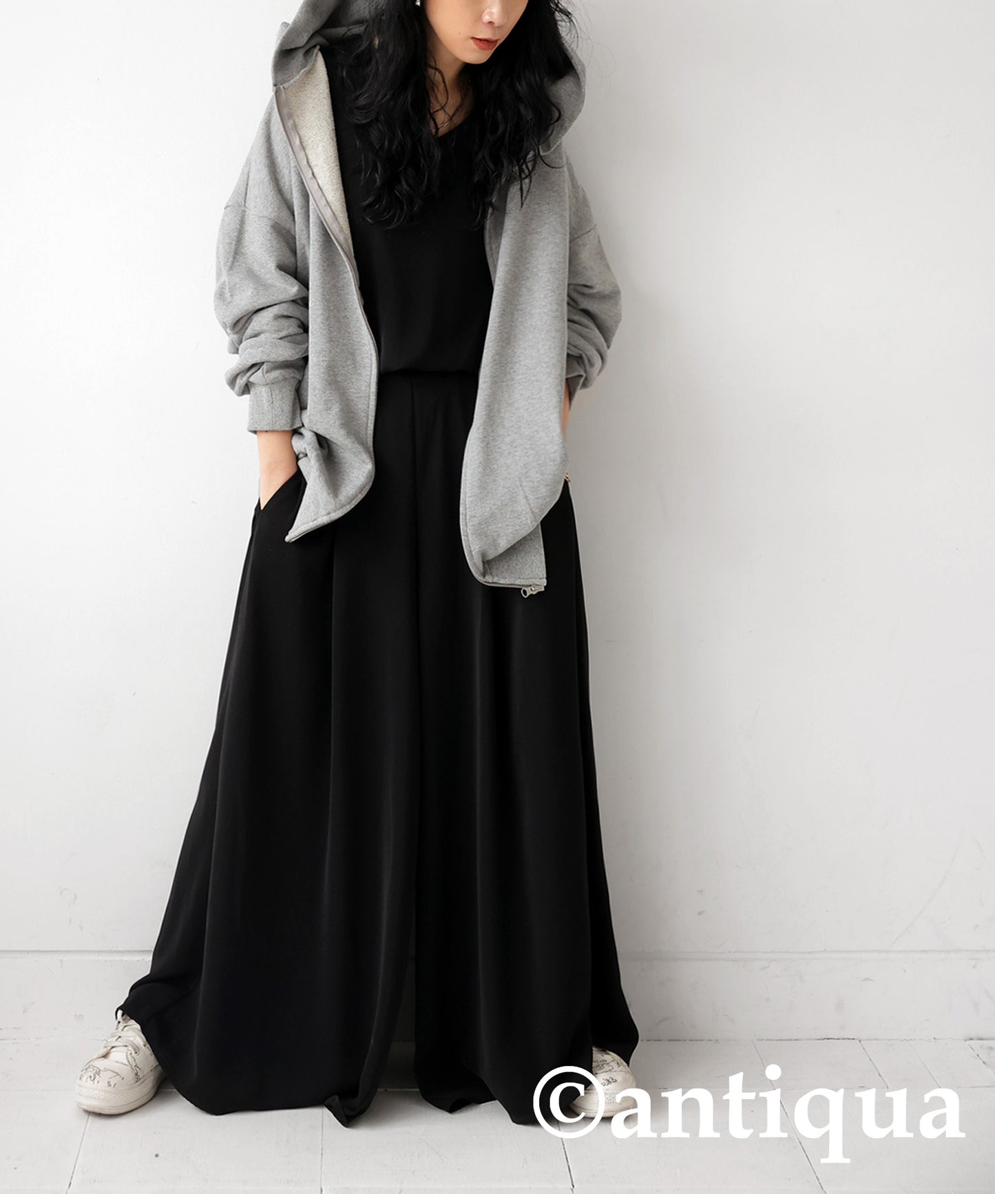 Ladies jumpsuit wide pants 8/10 length sleeve