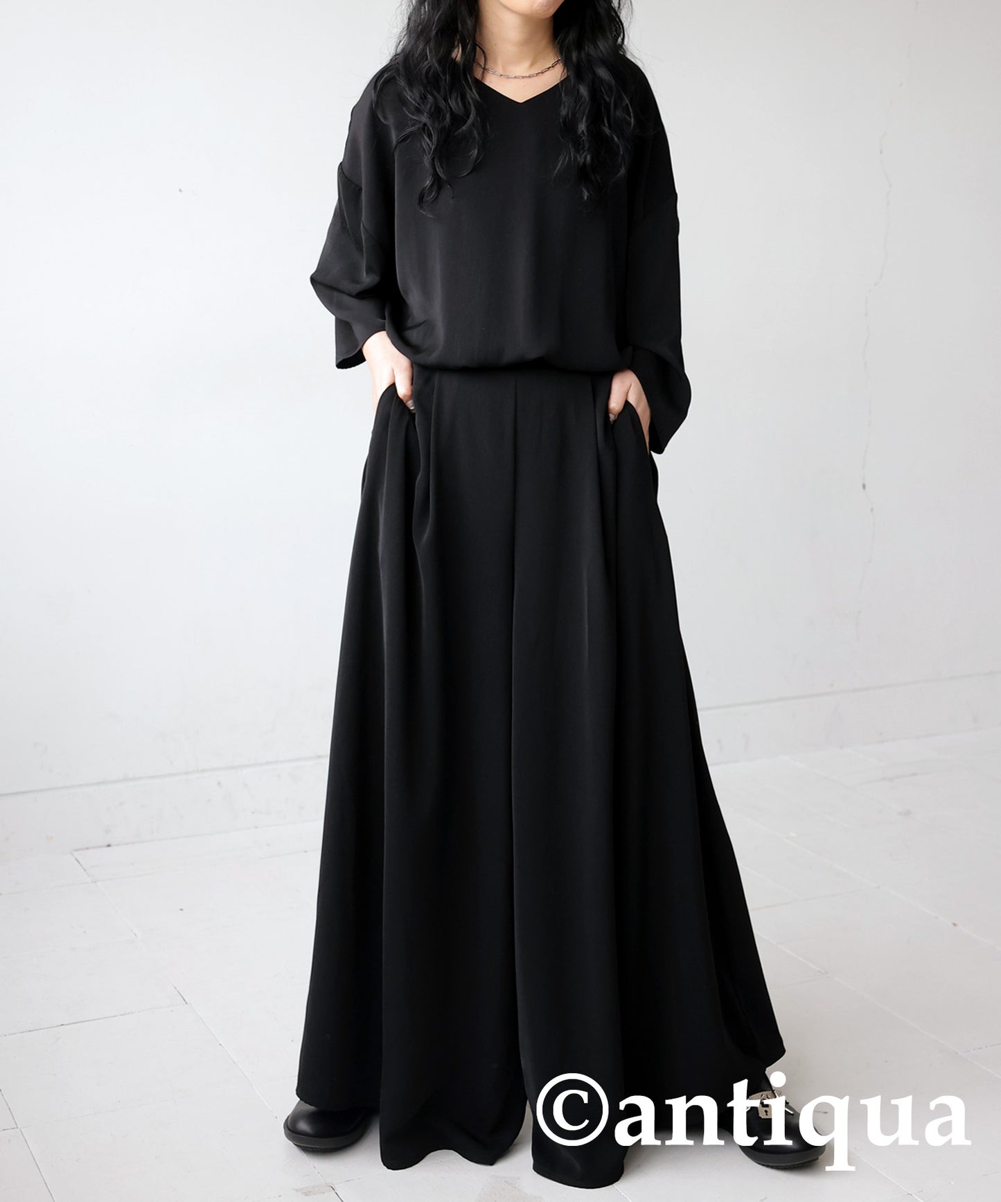 Ladies jumpsuit wide pants 8/10 length sleeve