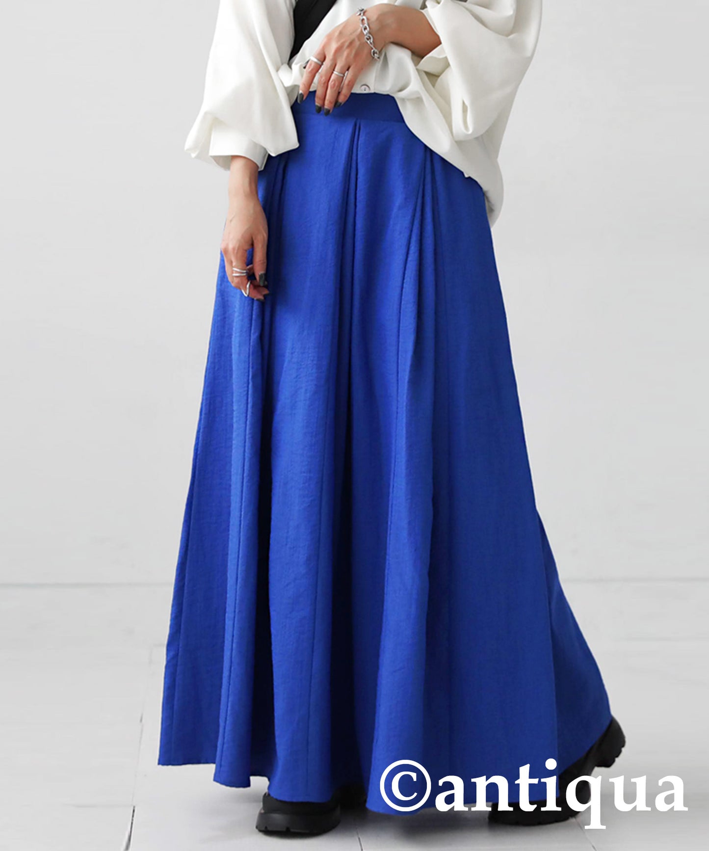 Linen-Like Tuck Flare Ladies Skirt