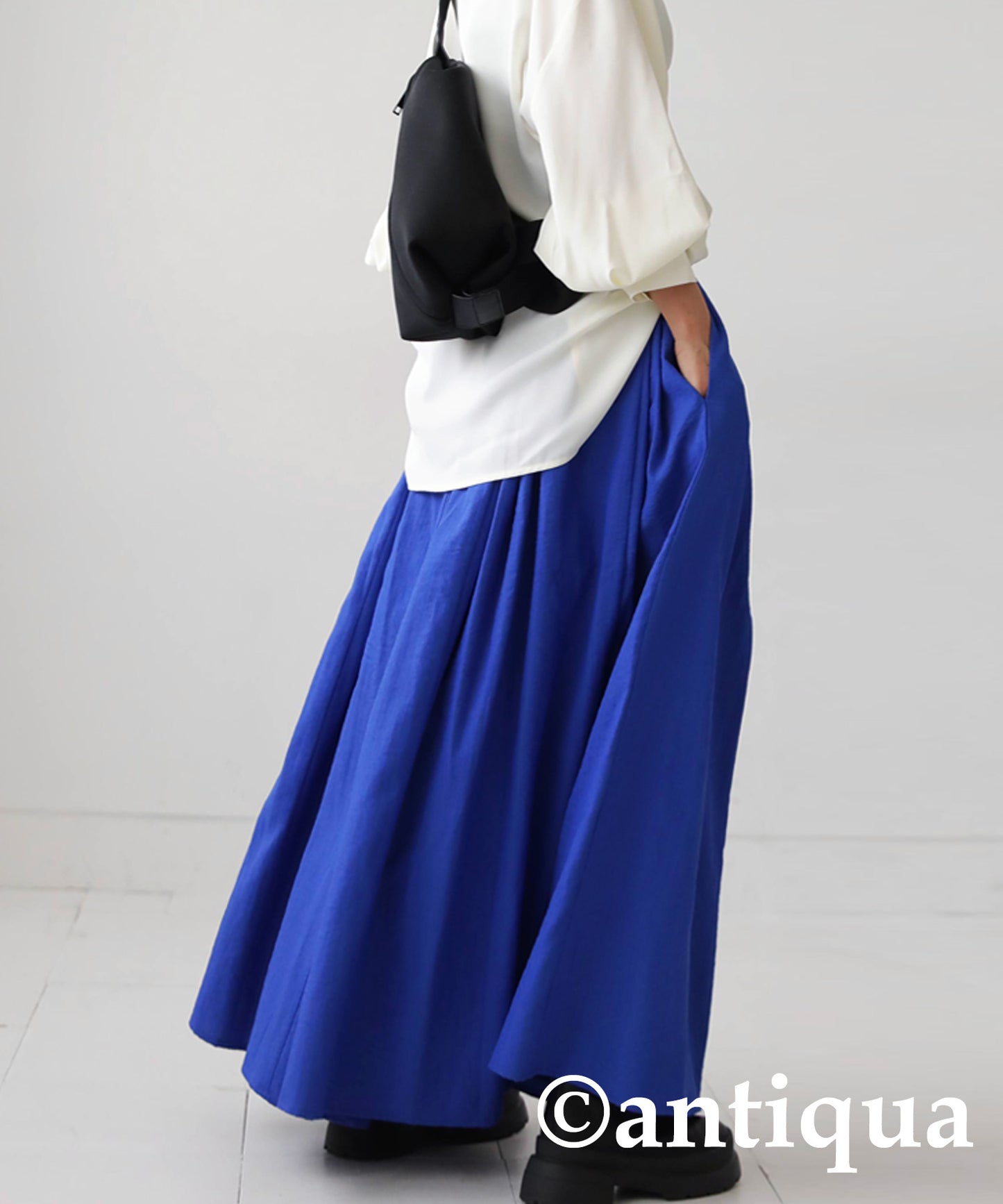 Linen-Like Tuck Flare Ladies Skirt