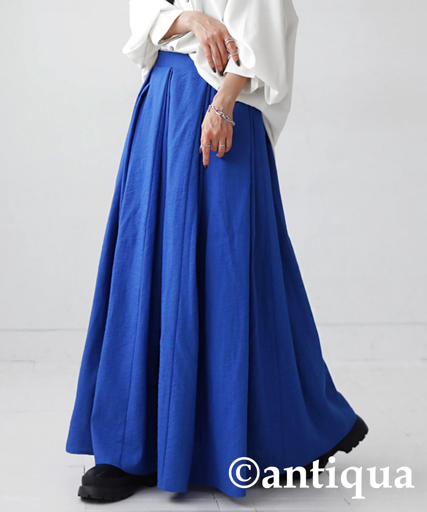 Linen-Like Tuck Flare Ladies Skirt