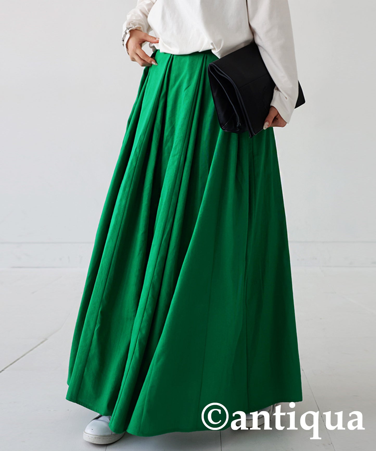 Linen-Like Tuck Flare Ladies Skirt