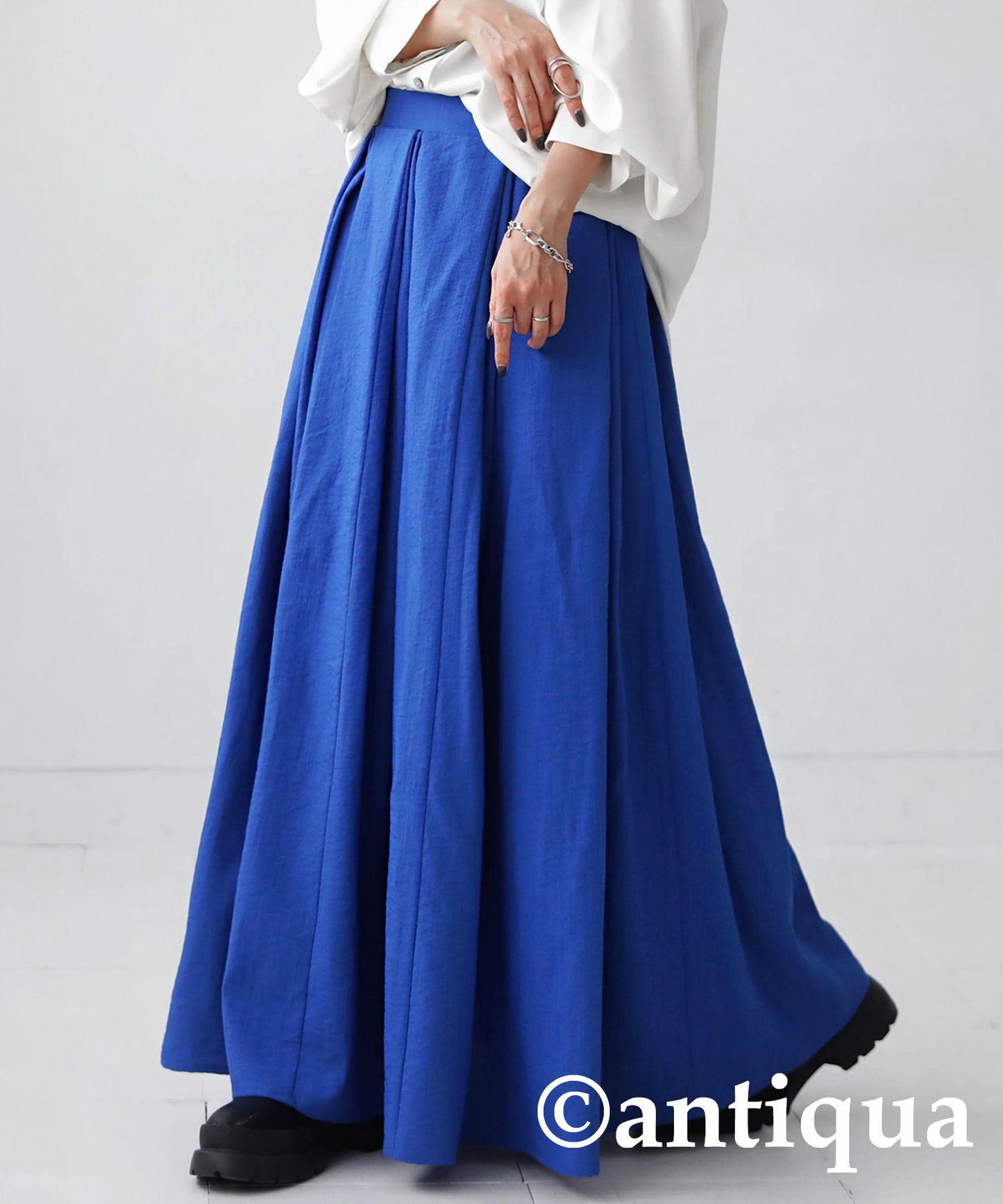 Linen-Like Tuck Flare Ladies Skirt