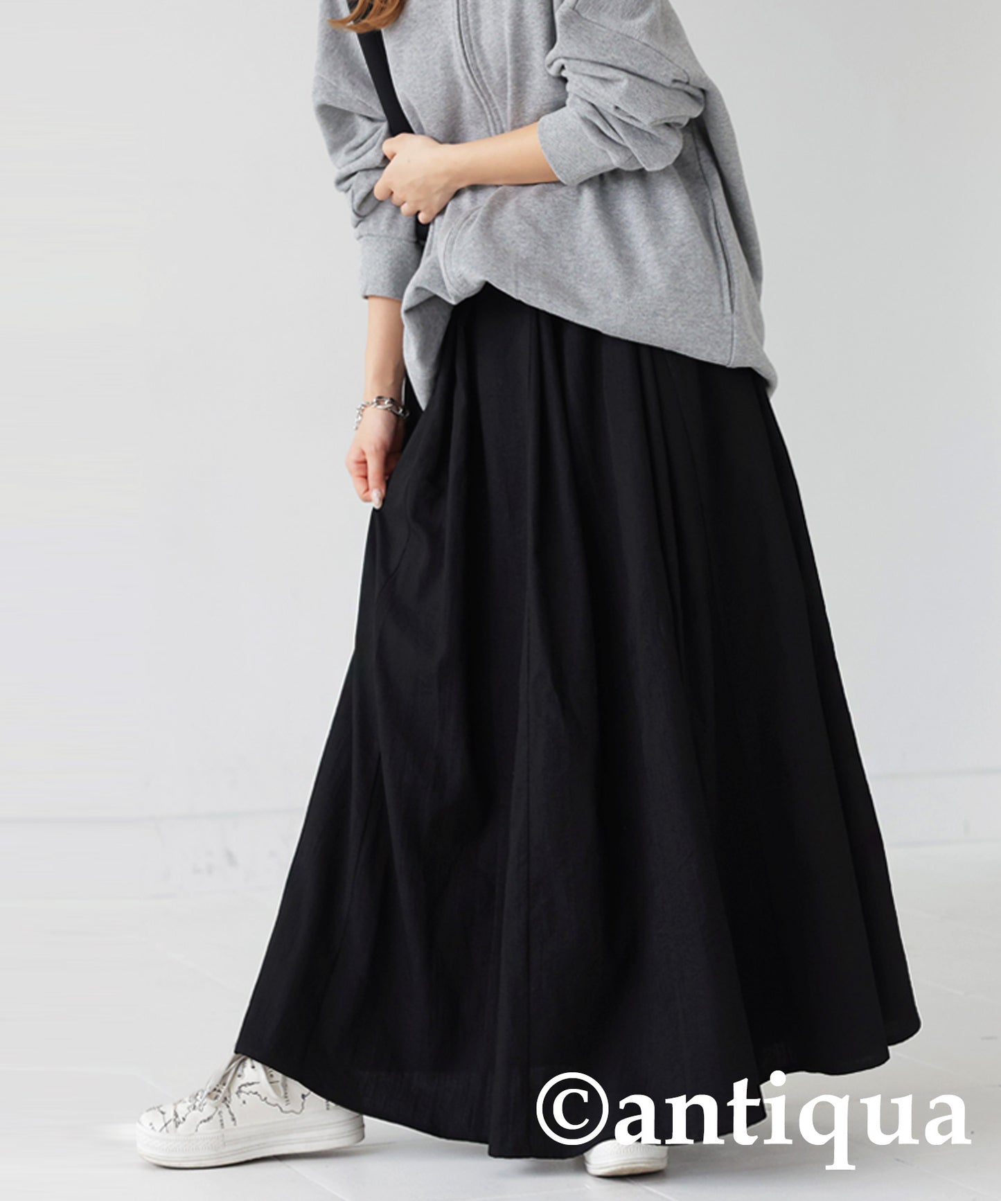 Linen-Like Tuck Flare Ladies Skirt