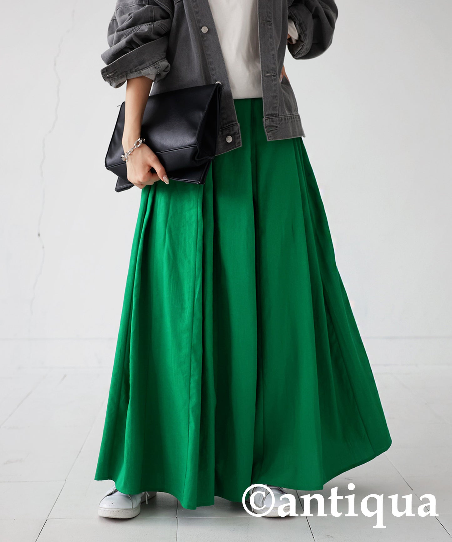 Linen-Like Tuck Flare Ladies Skirt